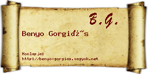 Benyo Gorgiás névjegykártya